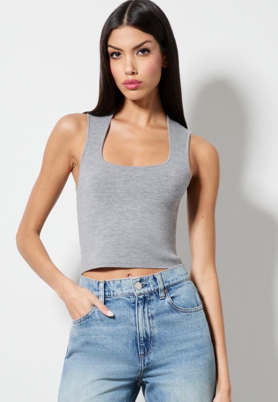 Alice + Olivia Gray Wool Blend Knit Tank Top XS